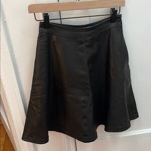 Diane Von Furstenberg Black Leather Circle Skirt